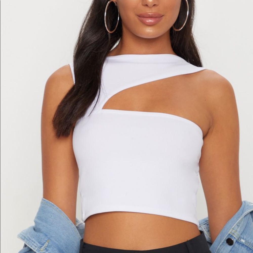 White Cutout Sleeveless Crop Top